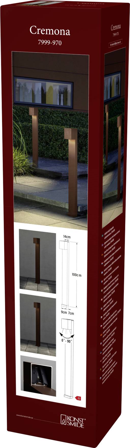 Konstsmide 7999-970 Cremona Außenstandleuchte EEK: G (A - G) LED 8 W Rost