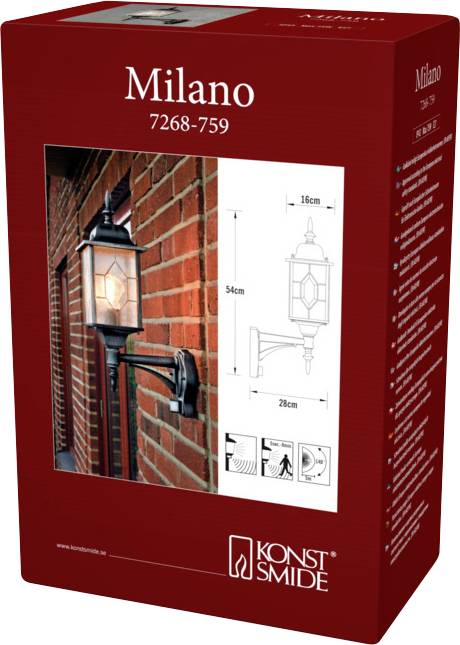 Thumbnail - Konstsmide Milano 7268-759 Außenwandleuchte E27 75 W Schwarz