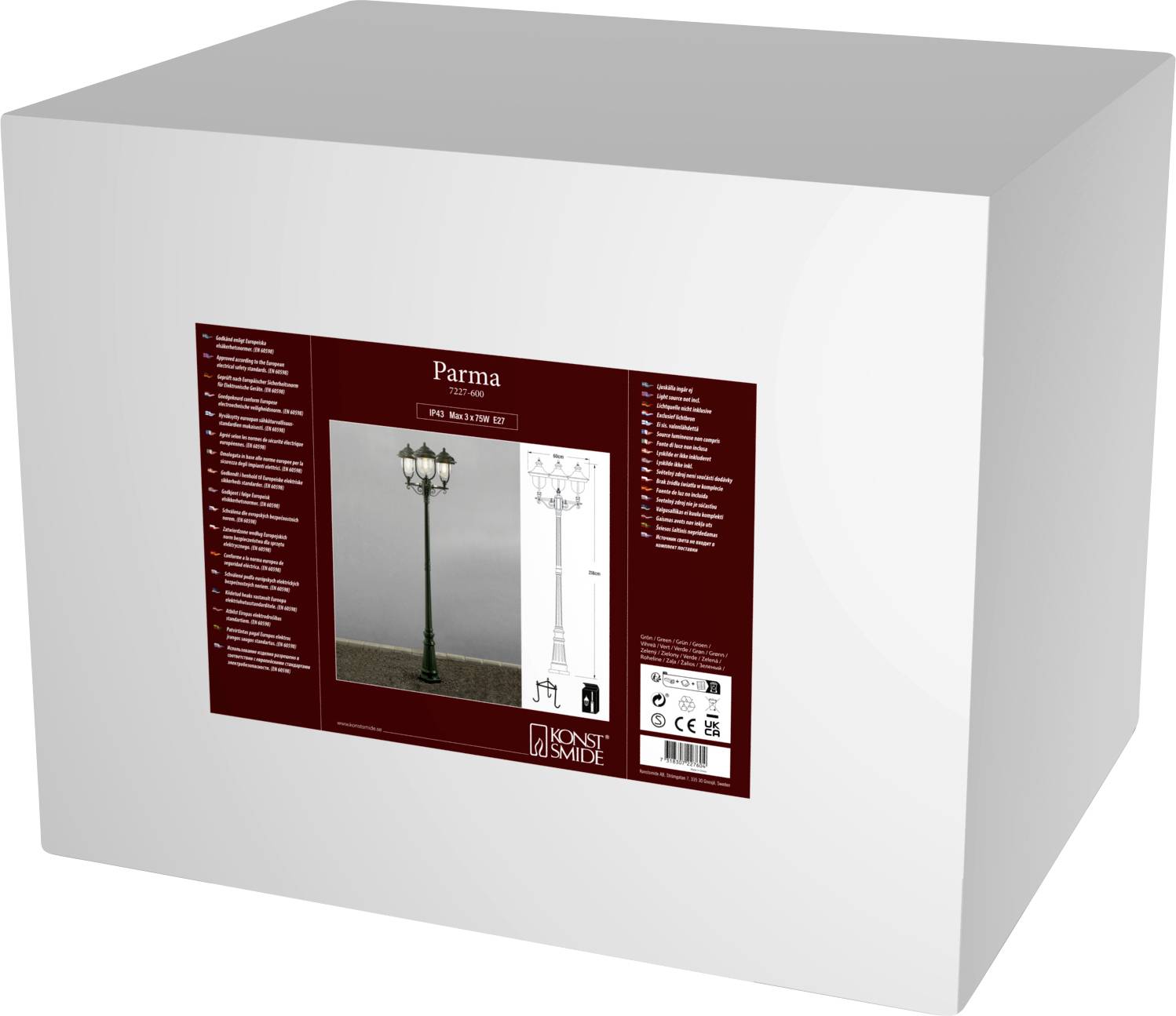 Konstsmide 7227-600 Parma Außenstandleuchte E27 225 W Grün