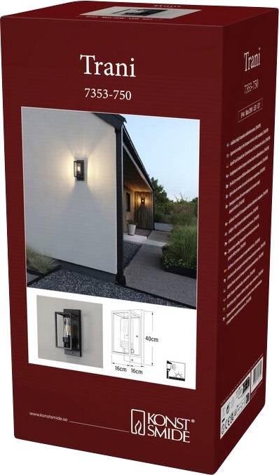 Thumbnail - Konstsmide Trani 7353-750 Außenwandleuchte E27 20 W Schwarz