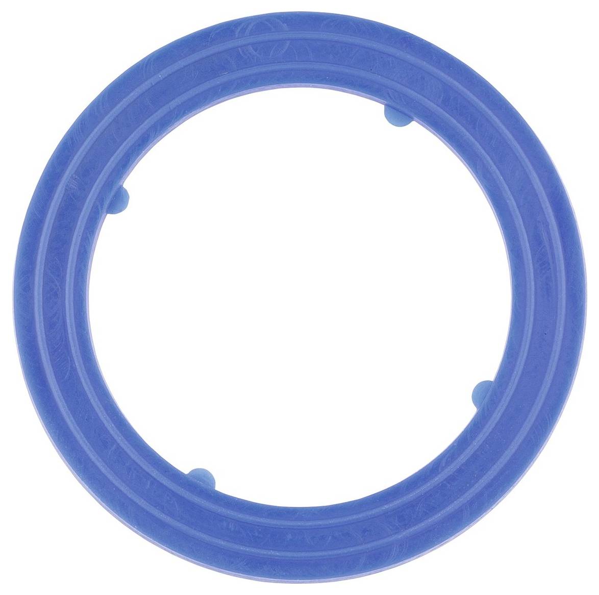 Ein blauer Plastikring-Spielzeug für Hunde, der kleine Erhebungen an seiner Innenkante für besseren Halt und Langlebigkeit aufweist.