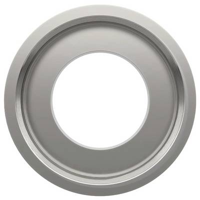 Ein metallischer Ringkreis mit einem gerillten Design und einem hohlen Zentrum.