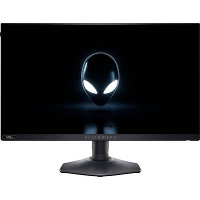 Ein Computermonitor, der ein beleuchtetes Alien-Kopf-Logo auf einem schwarzen Bildschirm zeigt, symbolisiert die Alienware-Marke.