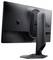 Ein schwarzer Alienware-Monitor von hinten, der sein elegantes Design und den markanten Ständer präsentiert, mit sichtbarem Alien-Logo.