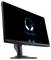 Ein schlanker Monitor, der ein Alien-Logo auf einem schwarzen Bildschirm zeigt, was auf die Alienware-Marke hinweist. Der Bildschirm hat einen schmalen Rahmen und einen stabilen Ständer.