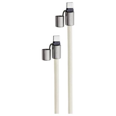 Zwei geflochtene USB-Kabel mit Metallsteckern. Beide verfügen über Schutzkappen an beiden Enden und zeigen ein schlankes Design, das auf Langlebigkeit ausgelegt ist.