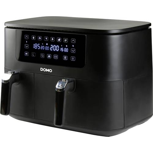 DOMO AIRFRYER DOUBLE FRY ZONE 3 + 6 L Fritteuse 9 l 2850 W 2 Grillzonen Schwarz