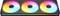 Ein Computer-Kühlkörper verfügt über drei RGB-Lüfter, die ein Spektrum von Farben ausstrahlen und in einen schwarzen Rahmen eingesetzt sind.