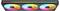 RGB-Computer-Kühlventilator mit drei kreisrunden Ventilatoren, die jeweils leuchtend bunte LED-Lichter zeigen, in einem schwarzen rechteckigen Gehäuse.