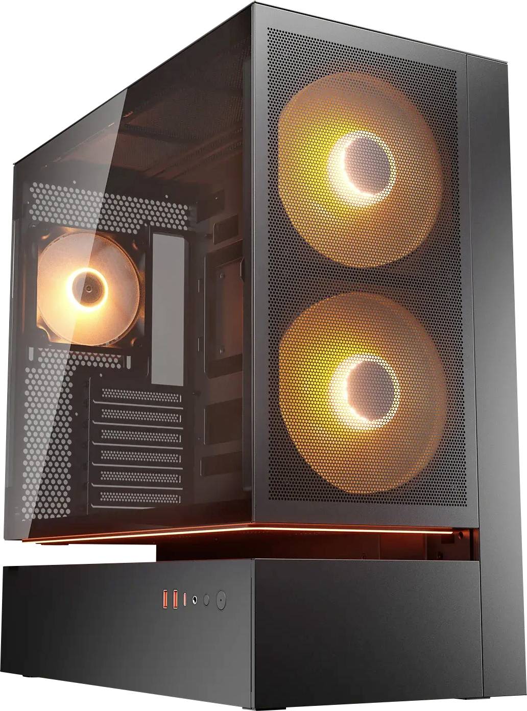 Cougar CFV235 Midi-Tower PC-Gehäuse Schwarz 3 vorinstallierte Lüfter, Integrierte Beleuchtung, Seitenfenster, Staubfilte...