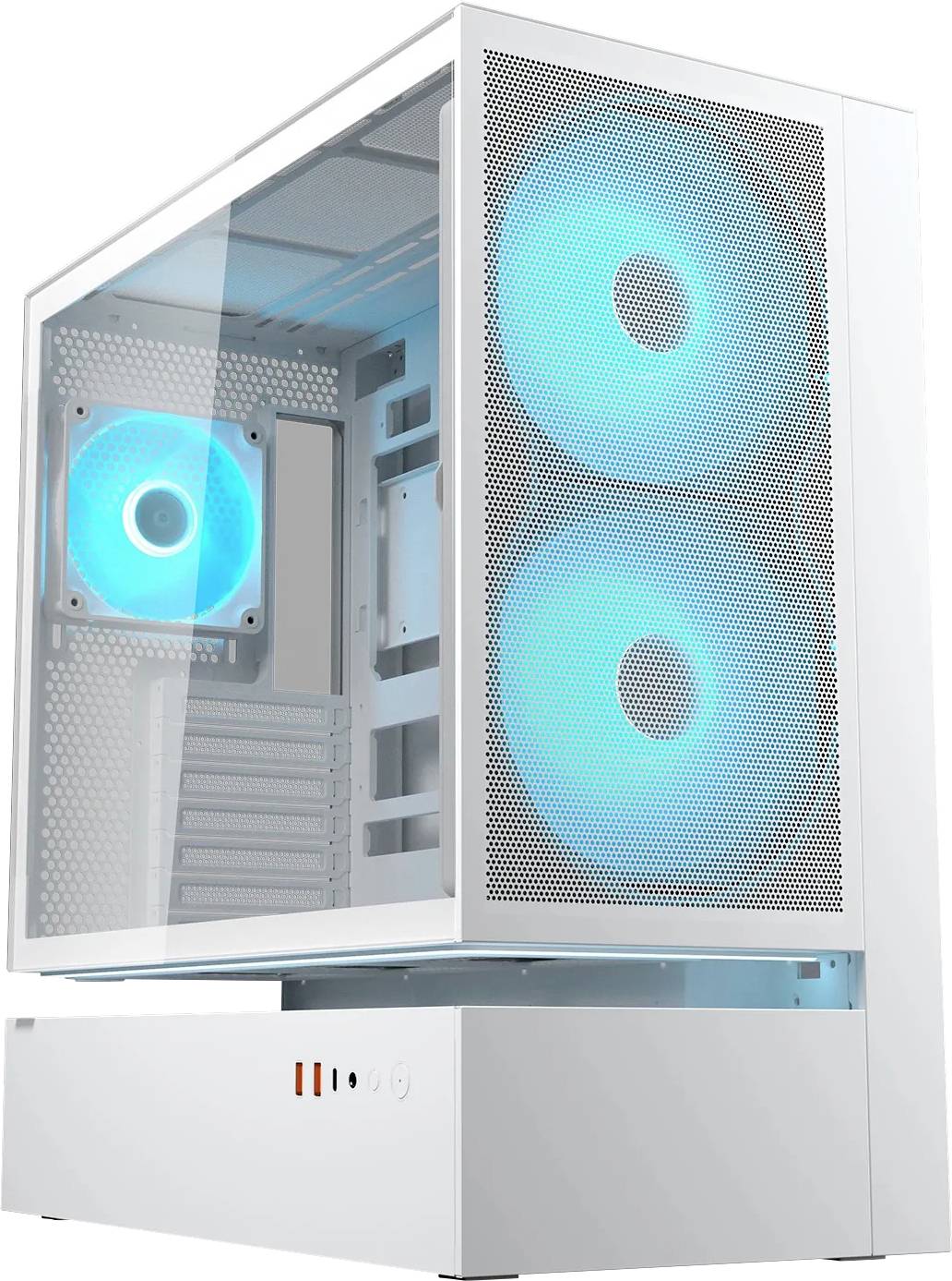 Cougar CFV235 Midi-Tower PC-Gehäuse Weiß 3 vorinstallierte Lüfter, Integrierte Beleuchtung, Seitenfenster, Staubfilter