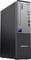 Ein schwarzer Lenovo ThinkCentre Desktop-Tower mit einem Intel Core i5-Aufkleber und nach vorne gerichteten Anschlüssen, einschließlich USB und Audio-Eingängen.