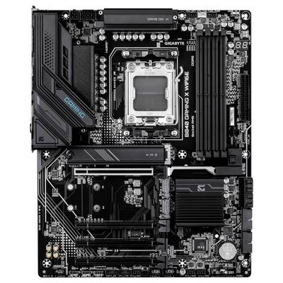 Gigabyte B650 Gaming X WiFi 6 Mainboard mit Hervorhebung des CPU-Sockels, der dualen RAM-Steckplätze, der PCIe-Steckplätze und der integrierten Schaltkreise für Gaming.