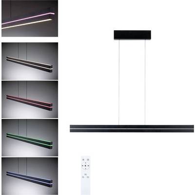 Pendelleuchte mit Fernbedienung; Bilder zeigen das Licht in fünf verschiedenen Farben: Weiß, Rot, Grün, Blau und warmweiß.
