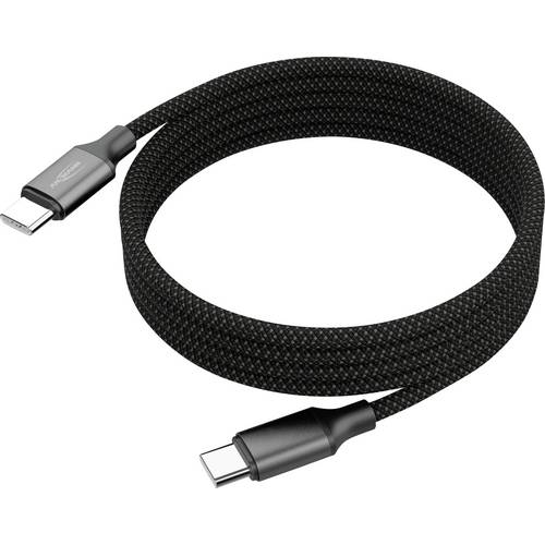 Ansmann USB-C® Kabel USB-C® Stecker 1.2 m Schwarz Textil-Mantel 1700-0186