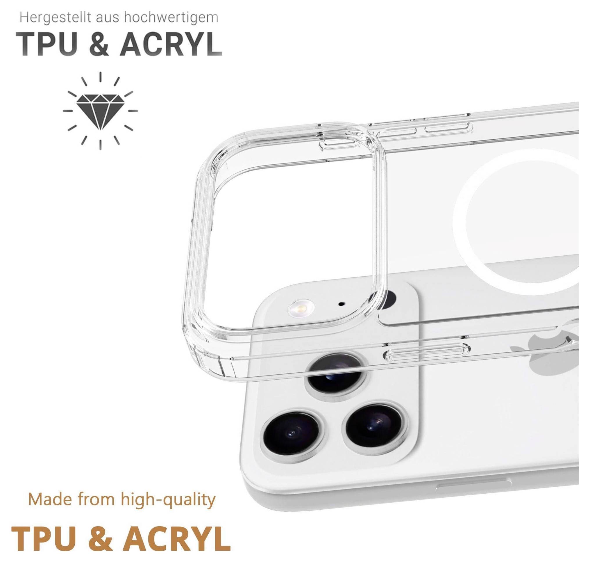 Transparente Smartphone-Hülle aus hochwertigem TPU und Acryl, kompatibel mit einem Smartphone mit Dual-Kamera.