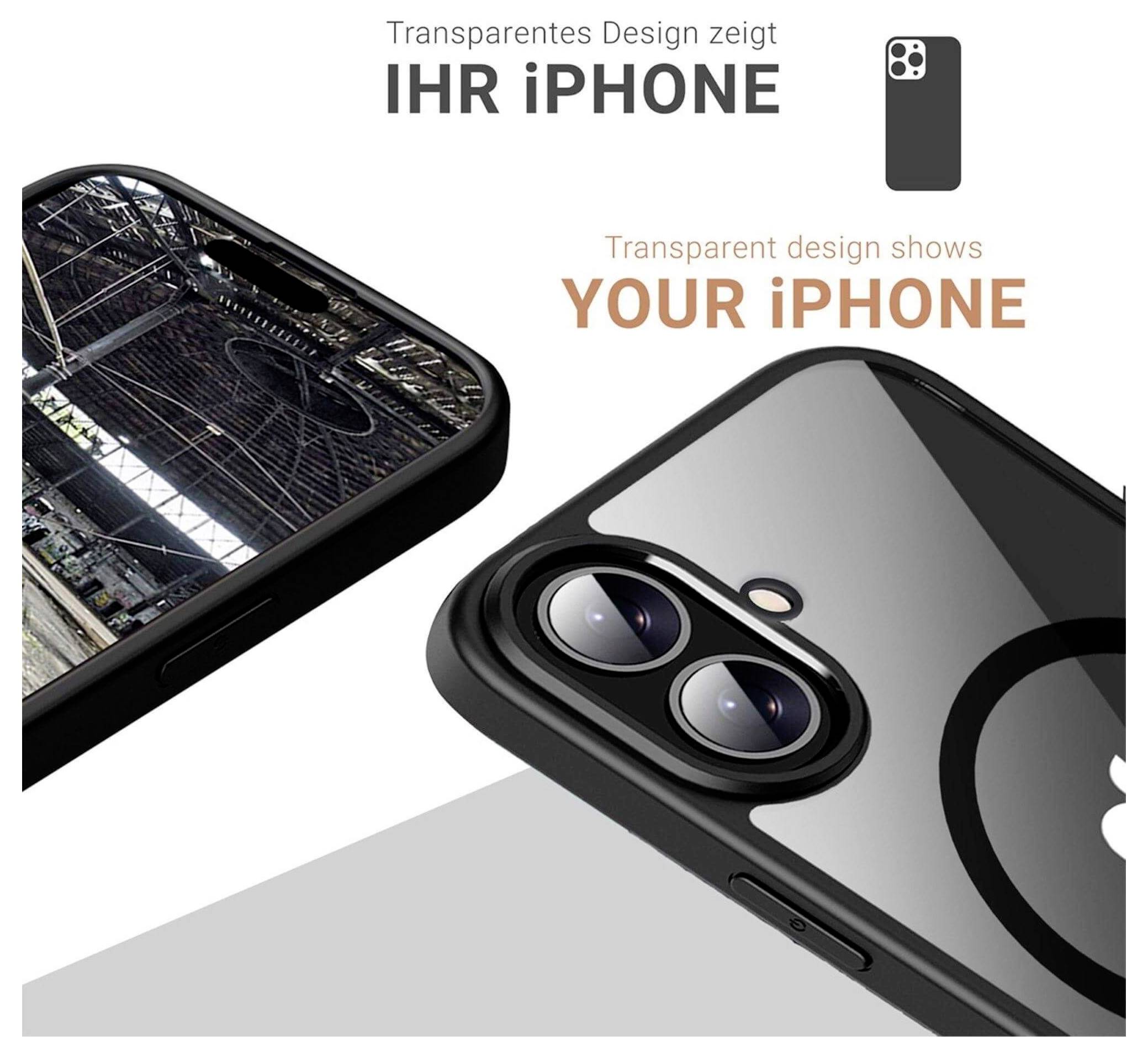 'Transparente Hülle zeigt Ihr iPhone und hebt Design und Kameraausschnitt hervor.'