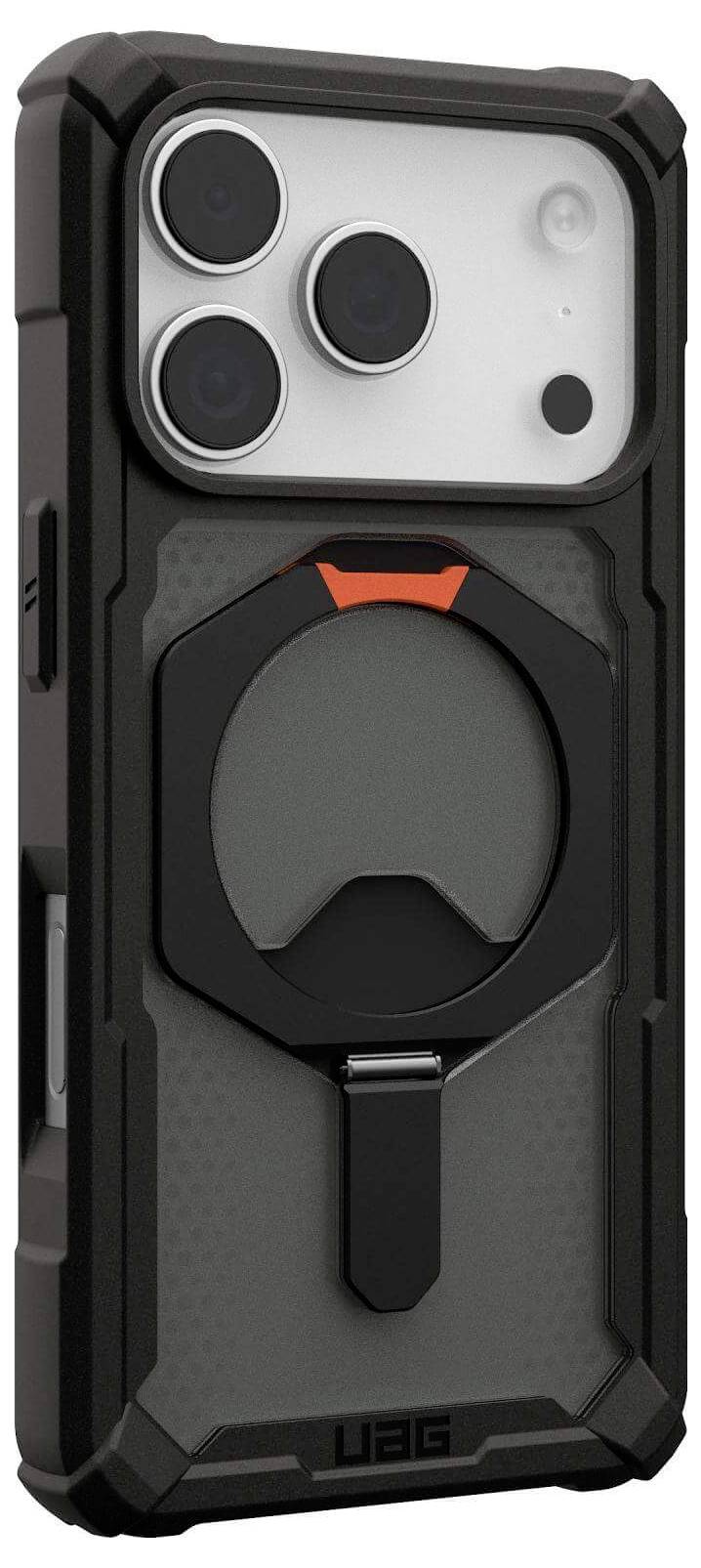 Ein robustes Smartphone-Gehäuse mit strukturierter Rückseite, verstärkten Kanten und einer großen Kameraausschnitt mit drei Linsen und einem Blitz.