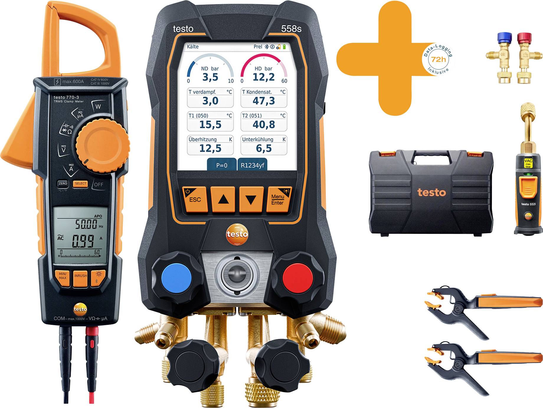 Smart Vakuum Set testo 0564 4558 Temperatur, Druck mit Stromzange