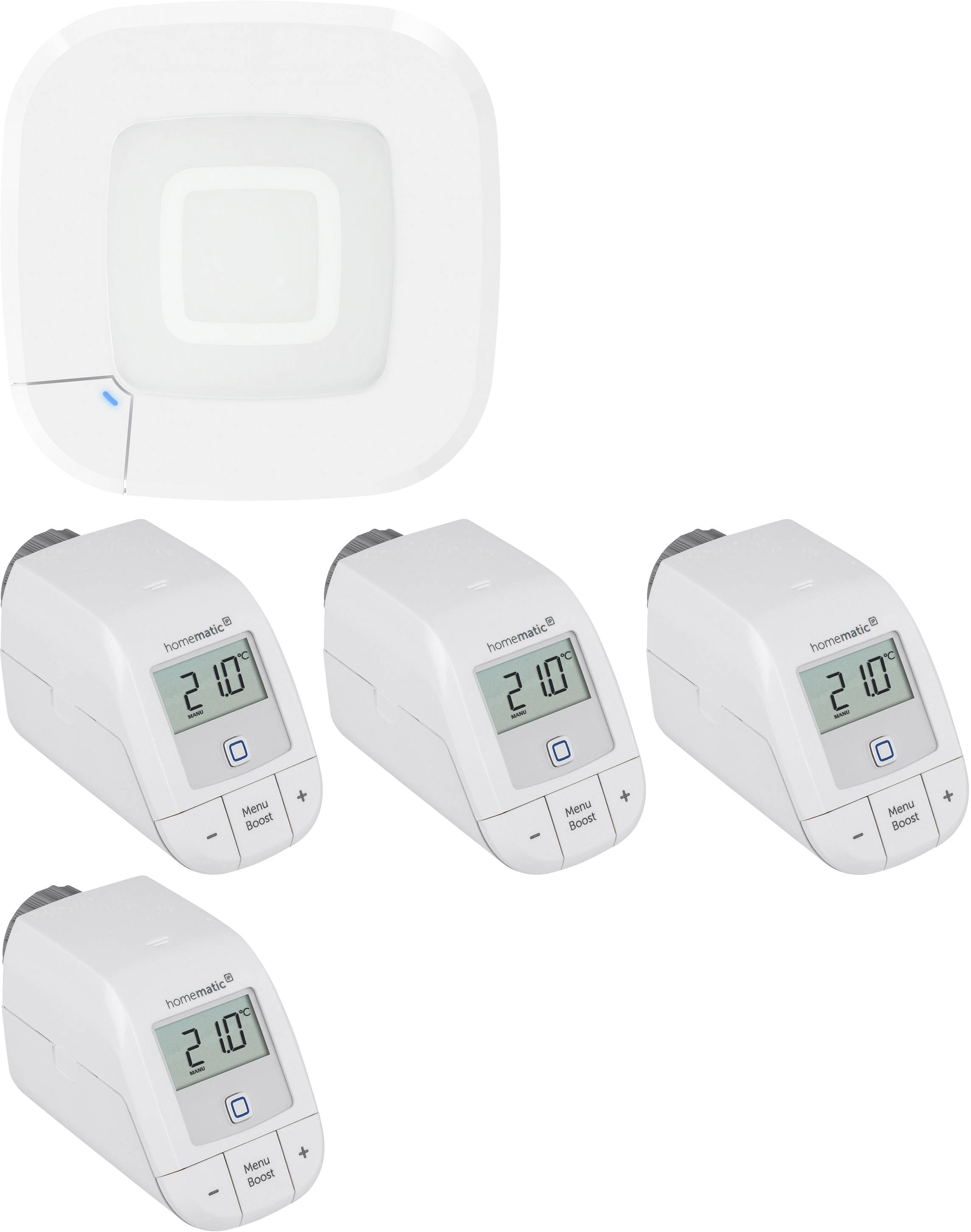 Homematic IP Starterkit Heizen, Access Point, Funk-Heizkörperthermostat HmIP-HAP2+HmIP-eTRV-B 2 - 4er Set