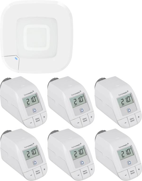Homematic IP Funk Starterkit Heizen, Access Point, Funk-Heizkörperthermostat   HmIP-HAP2+HmIP-eTRV-B 2 - 6er Set