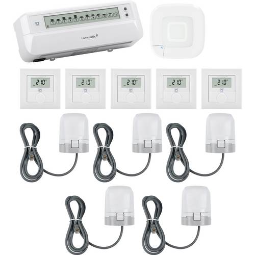 Homematic IP Starterkit Fußbodenheizung, Access Point, Stellantrieb, Wandthermostat HmIP-HAP2+HmIP-FALMOT-C12+HmIP-VDMOT...