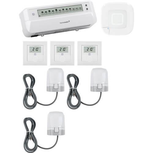 Homematic IP Starterkit Fußbodenheizung, Access Point, Stellantrieb, Wandthermostat HmIP-HAP2+HmIP-FALMOT-C12+HmIP-VDMOT...