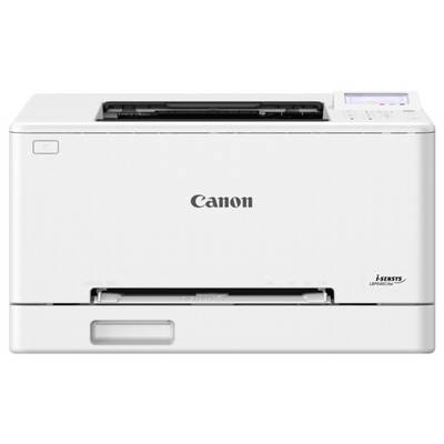 Ein weißer Canon-Drucker, Frontansicht, mit einem oberen Papierfach und Bedienfeld auf der rechten Seite.
