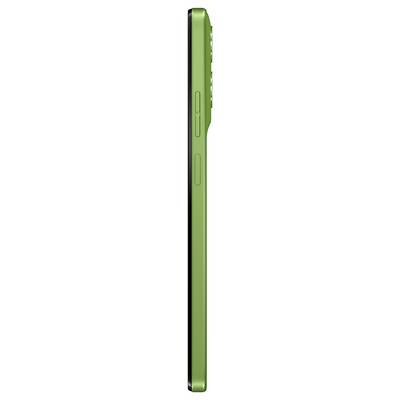 Gelb-grüne Rückansicht eines Smartphones mit drei Kameraobjektiven und einem Blitz in der oberen linken Ecke. Das Markenlogo ist darunter zentriert angebracht.