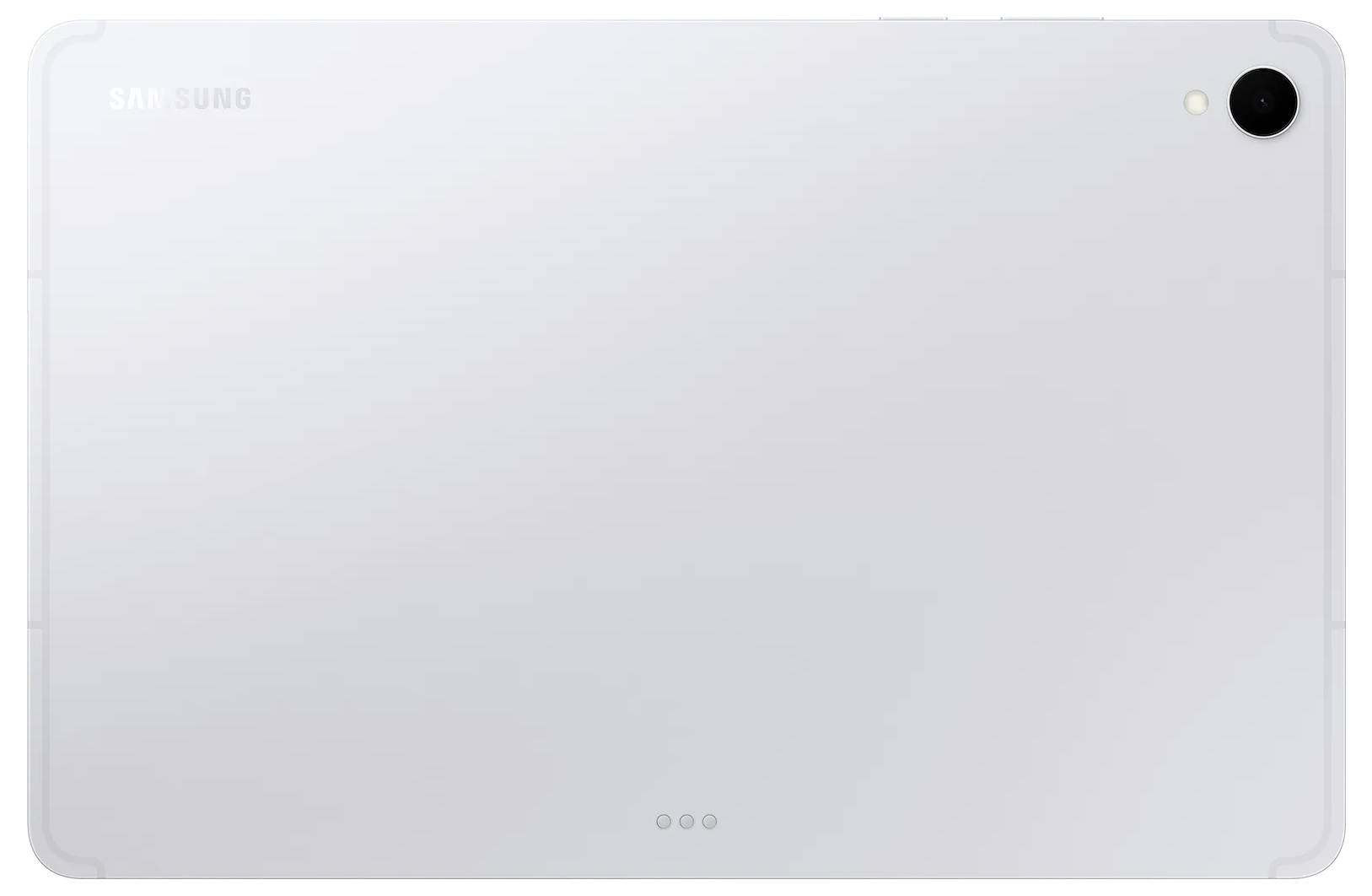 Eine weiße Tablette aus Rückansicht mit einer Kameralinse in der oberen rechten Ecke.