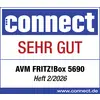 Das Magazin „Connect" bewertet die AVM FRITZ!Box 5690 mit „SEHR GUT" in der Ausgabe 2/2026.