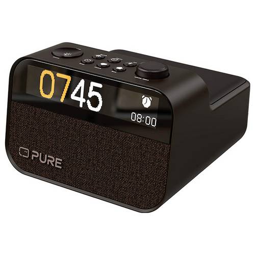 Pure Moment Charge Radiowecker Ambiente Licht, kabelloses Laden Kaffeeschwarz