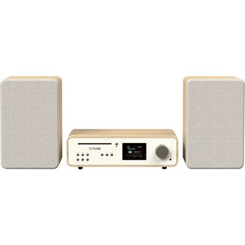 Pure Classic Stereo Cotton White/Oak EU/UK Retro Stereoanlage , Eiche, Weiß