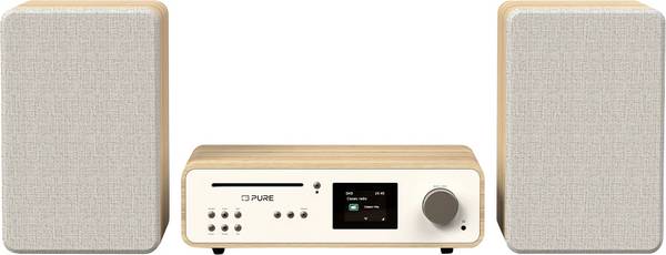 Pure Classic Stereo Cotton White/Oak EU/UK Retro Stereoanlage ,   Eiche, Weiß