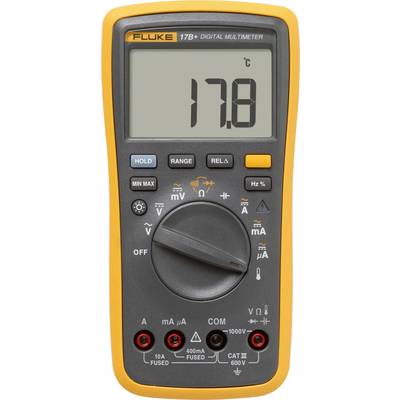Ein digitales Multimeter, das '17,8 °C' auf dem Display zeigt. Das Gerät verfügt über verschiedene Funktionstasten und Messsymbole für unterschiedliche Messungen.