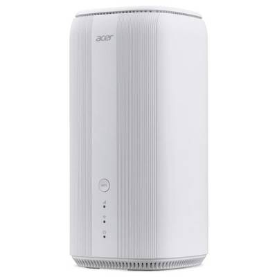 Ein weißer Acer Desktop-Tower mit elegantem Design, einem Einschalter und Kontrollleuchten, geeignet für Büro oder Heimgebrauch.