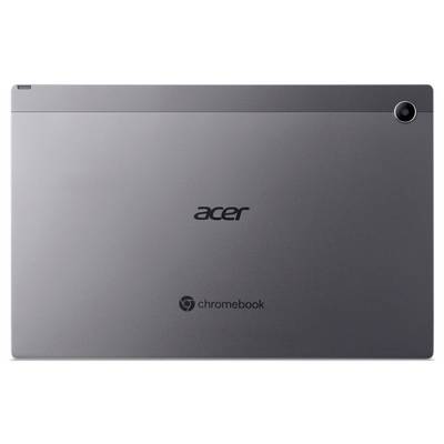 Ein grauer Acer Chromebook von hinten, mit dem Acer-Logo und einer Kamera in der oberen rechten Ecke.