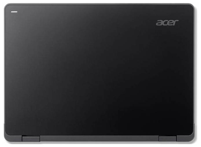 Ein geschlossener schwarzer Laptop mit dem 'Acer' Logo in der oberen rechten Ecke.