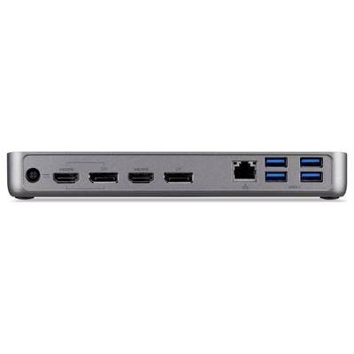 Die Abbildung zeigt eine Dockingstation mit mehreren Anschlüssen, darunter drei HDMI-Ports, einen Ethernet-Anschluss und vier USB-3.0-Ports für Konnektivität.