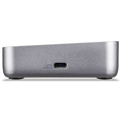 Eine Nahaufnahme des USB 3.0-Anschlusses eines grauen elektronischen Geräts auf seiner metallischen Oberfläche.