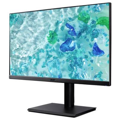 Ein Computermonitor, der ein abstraktes Bild von blauen und grünen Formen zeigt, die in klarem Wasser schweben, wobei Wellen einen dynamischen Effekt erzeugen.