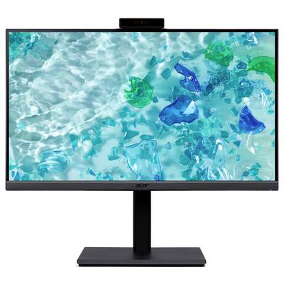 Ein Monitor, der eine abstrakte Meeresszene mit blauen und grünen transluzenten Formen zeigt, die Seeglas in klarem Wasser ähneln.