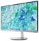 Acer-Monitor mit rahmenlosem Design zeigt ein lebendiges Bild von schwebenden blauen und grünen Objekten im Wasser und betont dabei Klarheit und Farbe.