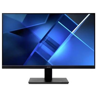 Ein Computermonitor, der ein blaues abstraktes geometrisches Design auf dem Bildschirm zeigt, mit verschiedenen Schattierungen und sich überschneidenden Linien.