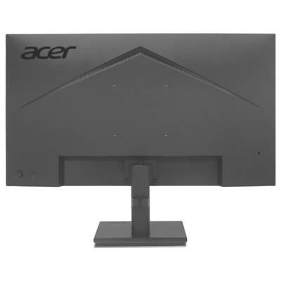Das Bild zeigt die Rückseite eines schwarzen Acer-Computermonitors mit dem Acer-Logo in der oberen linken Ecke.