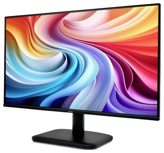 Ein Computermonitor, der einen lebhaften Wirbel von Farben zeigt, darunter Rot, Blau, Violett und Orange, was Kreativität und Energie symbolisiert.