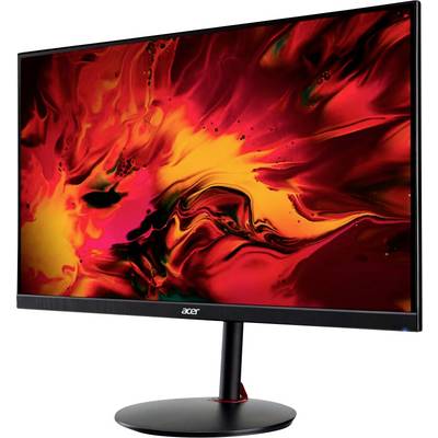 Ein Acer-Monitor, der lebendige, abstrakte Kunst in Rot und Orange zeigt.