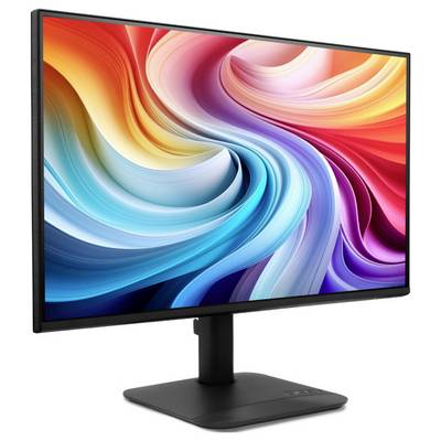 Ein Computermonitor, der ein lebhaftes, wirbelndes abstraktes Muster aus roten, blauen und orangefarbenen Farben auf dem Bildschirm zeigt.