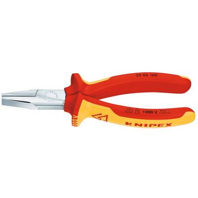 Rote und gelbe isolierte Zangen mit der Beschriftung 'KNIPEX', entwickelt für elektrische Arbeiten mit Spannungsschutz bis zu 1000V, die Sicherheitsmerkmale hervorheben.