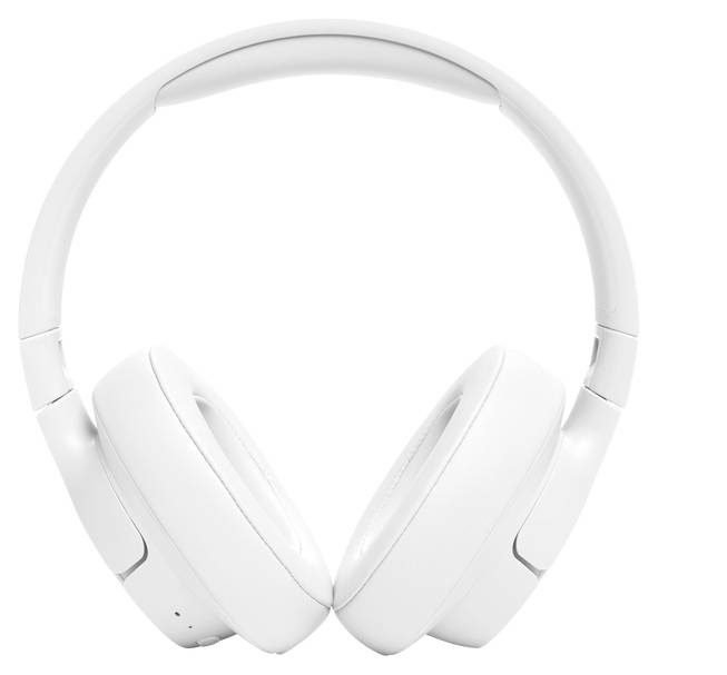Weiße Over-Ear-Kopfhörer mit gepolsterten Ohrmuscheln und einem schlanken, minimalistischen Design, die vor einem schlichten weißen Hintergrund dargestellt werden.